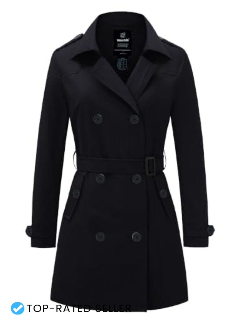 Women's Classic Trench Coat Double-Breasted Belted Waterproof Overcoat